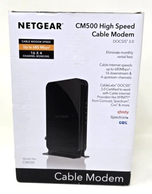 NetGear High Speed Cable Modem CM500 Quick Install Guide Power Adapter 680 Mpbs - Image 1 of 4