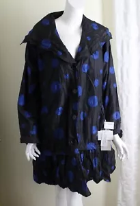 NWT Parsley & Sage XL Funky Blue Black Reversible Art-to-Wear Harlequin Jacket - Picture 1 of 10