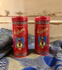 Empty Versace Tin Canister Red Jeans Eau de Toilette for Women Set of 2 - Picture 1 of 6