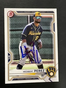 Hedbert Perez Signed Card 2021 Bowman In Person Autograph (IP) Auto - Picture 1 of 2