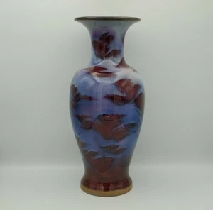 Chinesische Qing-Vase flambiert glasiert 19. Jh. rot blau inspiriert von Jun Ware Song Dynastie - Bild 1 von 12