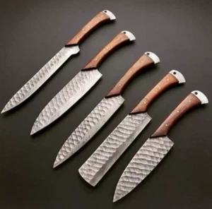 5pcs Handmade Damascus Steel Kitchen Knife Set Chef set For Cutting & Chopping - Picture 1 of 4