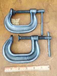 Armstrong No. # 402 Drop Forged HEAVY Industrial Steel C Clamps (set of 2)