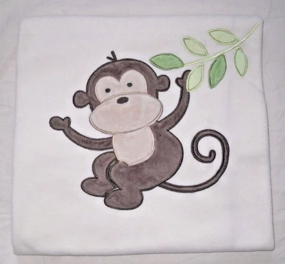 Garanimals Monkey Baby Blanket Fleece Cream Green Leaves #GM4210B 30 x 38 - Image 1 of 3
