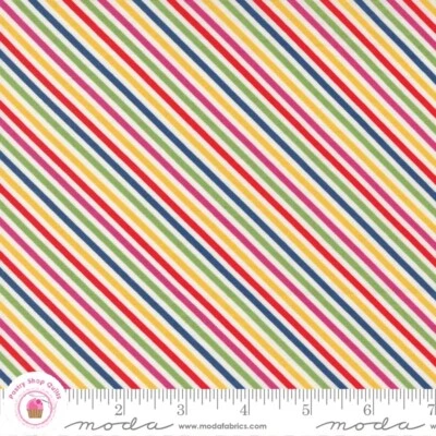 Moda ZINNIA 24135 11 Rainbow Stripe April ROSENTHAL Quilt Fabric Retro - Image 1 of 4