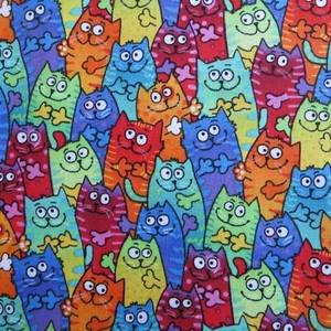 25" Long ~ Cats, Timeless Treasures $3.99 Ships ANY Amount Of Cotton Fabric - Picture 1 of 4
