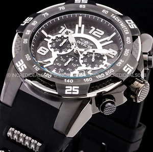 Invicta Men Speedway Chronograph Black Dial Silver Bezel Combat Tachymeter Watch - Picture 1 of 10