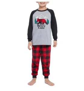 #FamJam Kid's Unisex Matching Family Holiday Beary Cute Plaid Pajama Set ❄️ - Picture 1 of 6