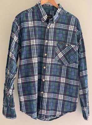 Vintage Wrangler Shirt Authentic Western Long Sleeve Flannel Plaid Check Medium - Image 1 of 4