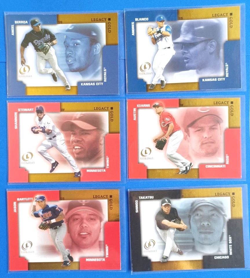 LOTE DE 6 2004 FLEER LEGACY BÉISBOL PARALELOS DORADOS BANCARROTA SIN NÚMEROS Foto 1 de 4