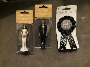 Groom & Bride Cake Topper Resin Figurines Wedding Decoration/chest Buttom Groom - Picture 1 of 1