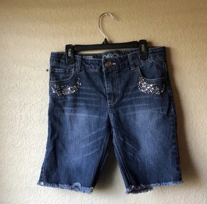 Cherokee Shorts Girls Y2K Super Skinny Denim Bermuda Casual Blue Jean Shorts XL - Picture 1 of 12
