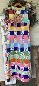 Vintage 60’s 70’s Handmade Patchwork Quilt Maxi Dress Women’s XS - Bild 1 von 8