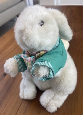 Vintage 1995 Easter Bunny Peter Cottontail Plush Rabbit Green Shirt Stuffed ✨ - Image 1 of 4