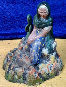 Vintage Mexican Figurine: Woman seated by Cactus; ca 1930's; Good - Picture 1 of 4