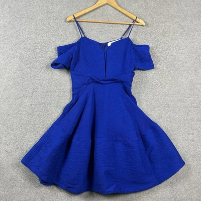 Elliatt Dress Size M Medium Blue Cold Shoulder Fit Flare Cocktail Party - image 1 of 4