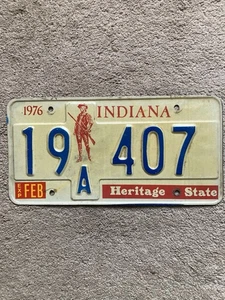 1976-77 Indiana License Plate - 19A 407 - Nice! - Picture 1 of 2