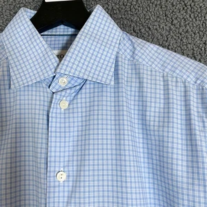 Eton Fine Twill Cotton Contempoary Check Button Up Shirt - Men's Size 39/15.5 - Picture 1 of 8