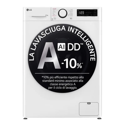 LG D2R5S09TSWW Lavasciuga slim 9/5kg AI DD, Classe E, 1200 giri, TurboWash 360,  - Immagine 1 di 4
