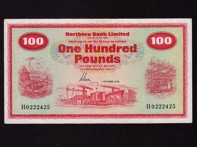 Northern Ireland:P-192d, 100 Pounds, 1978 * NORTHERN BANK LIMITED * VF-EF * - Image 1 of 2