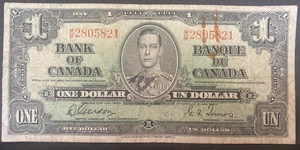 CANADA, 1937, 1 DOLLAR, Currency Note, USED / CIRCULATED - Bild 1 von 2