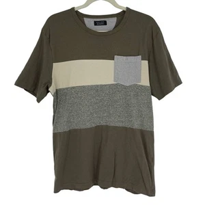Camiseta Zara Hombre Verde Colorblock Bolsillo Grande - Imagen 1 de 5