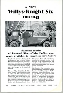 1928 Willis Knight Six $1145 Car Original Vintage Magazine Advert Toledo Ohio - Picture 1 of 6