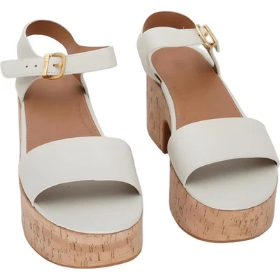 Sandalias FitFlop Plataforma Correa al Tobillo Beige Tacón de Corcho Mujer 7M EE. UU. UE 38 Foto 1 de 4