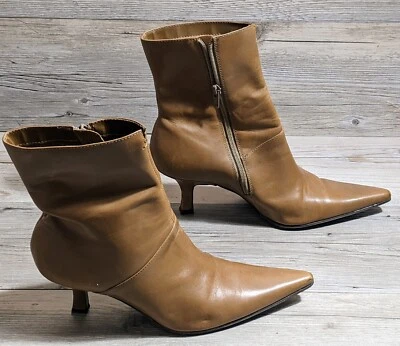 Mujer Talla 9 M * BRONX * Cuero Marrón Punta Botines Foto 1 de 4