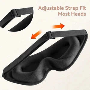 Black 3D Travel Eye Mask Sleeping Soft Padded Shade Cover Rest Relax Blindfold - Picture 1 of 11