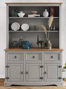 Corona Dresser Large 3 Door Sideboard Grey Wax Mexican Solid Pine Mercers - Picture 1 of 7