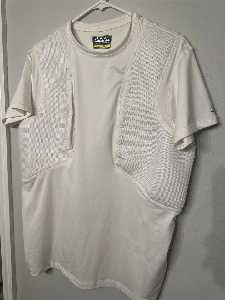 Cabela's Men's Size XL White Tactical Concealed Carry Holster Shirt Short Sleeve - Image 1 of 4
