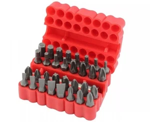 33PC PIECE SECURITY BIT SET SCREWDRIVER BIT TOOL HOLDER TORX STAR HEX 60MM BAR - Picture 1 of 2