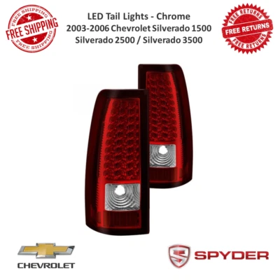 Par de lanterna traseira Spyder Auto LED cromada vermelha/clara para 03-06 Chevrolet Silverado - Imagem 1 de 4