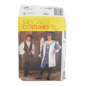 McCalls 2802 Mens Renaissance Costume Sewing Pattern Size S-M Uncut Surcoat Hat - Picture 1 of 8