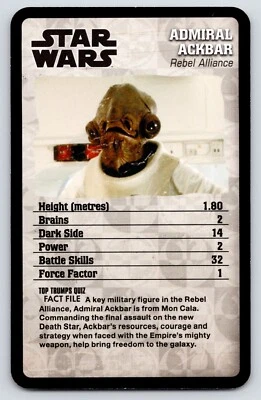 ADMIRAL ACKBAR 2022 Top Trumps Specials Star Wars Episodes IV-VI - Image 1 of 2