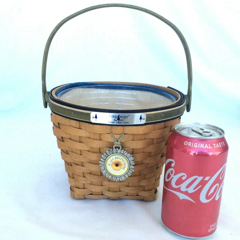 Longaberger 2005 Bee Basket Liner Protector Tie On Metal Tag new Cover
