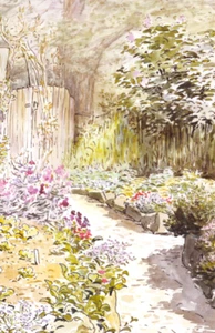 Modern Postcard: Beatrix Potter - Painting of Gardens at Gloucestershire - Picture 1 of 3