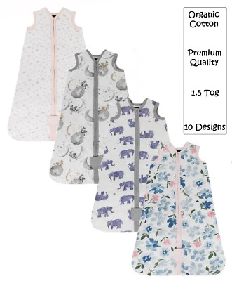 LABEL CUTTERS® BABY SCHLAFSACK 1,5 TOG BIO BAUMWOLLE PREMIUM TRAGBARE DECKE 0,6,12,18,24M