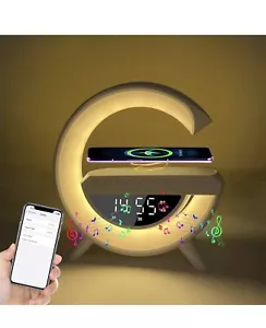 6 in 1 Wireless Charger Night Light App Control Bluetooth Speaker Alarm Clock - Picture 1 of 7