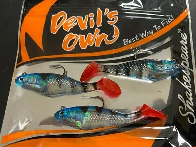 Devils Own Shads SHAKESPEARE Hellfire Stripper or Pearl inc Hooks Predator Lure - Image 1 of 2
