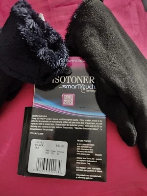 ISOTONER Womens Microsuede Black Fur Gloves SmarTouch Leather Palm One Size  - Image 1 of 4