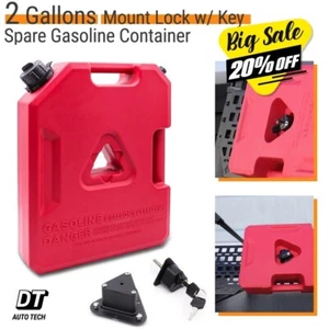 2 Gallon Fuel Tank Gas w/Bracket Off-Road Carry Spare Container lock w/Key Combo - Picture 1 of 14