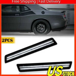 2xSmoked White Bumper Lamp Rear Side Marker LED For Light 15-22 Dodge Challenger - Picture 1 of 12
