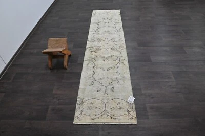 Alfombra de corredor turca vintage 2x8 pies lana anatolia hecha a mano pasillo Oushak VERDE Foto 1 de 4