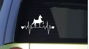 American Saddlebred heartbeat lifeline *I245* 8" wide Sticker decal horse saddle - Picture 1 of 1