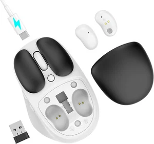 New - TMICE 2-in-1 Wireless Bluetooth Mouse with Earphone Combo - Bluetooth - Picture 1 of 7