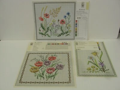5 цветов раскладной вышивка крестиком графические узоры, 3 DMC и 2 Gunnar. Цветочный узор 1970-е - Изображение 1 из 4