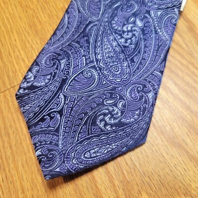 Corbata de hombre VALENTINO 100 % seda cachemira azul marino hecha en Italia nueva con etiquetas Foto 1 de 4