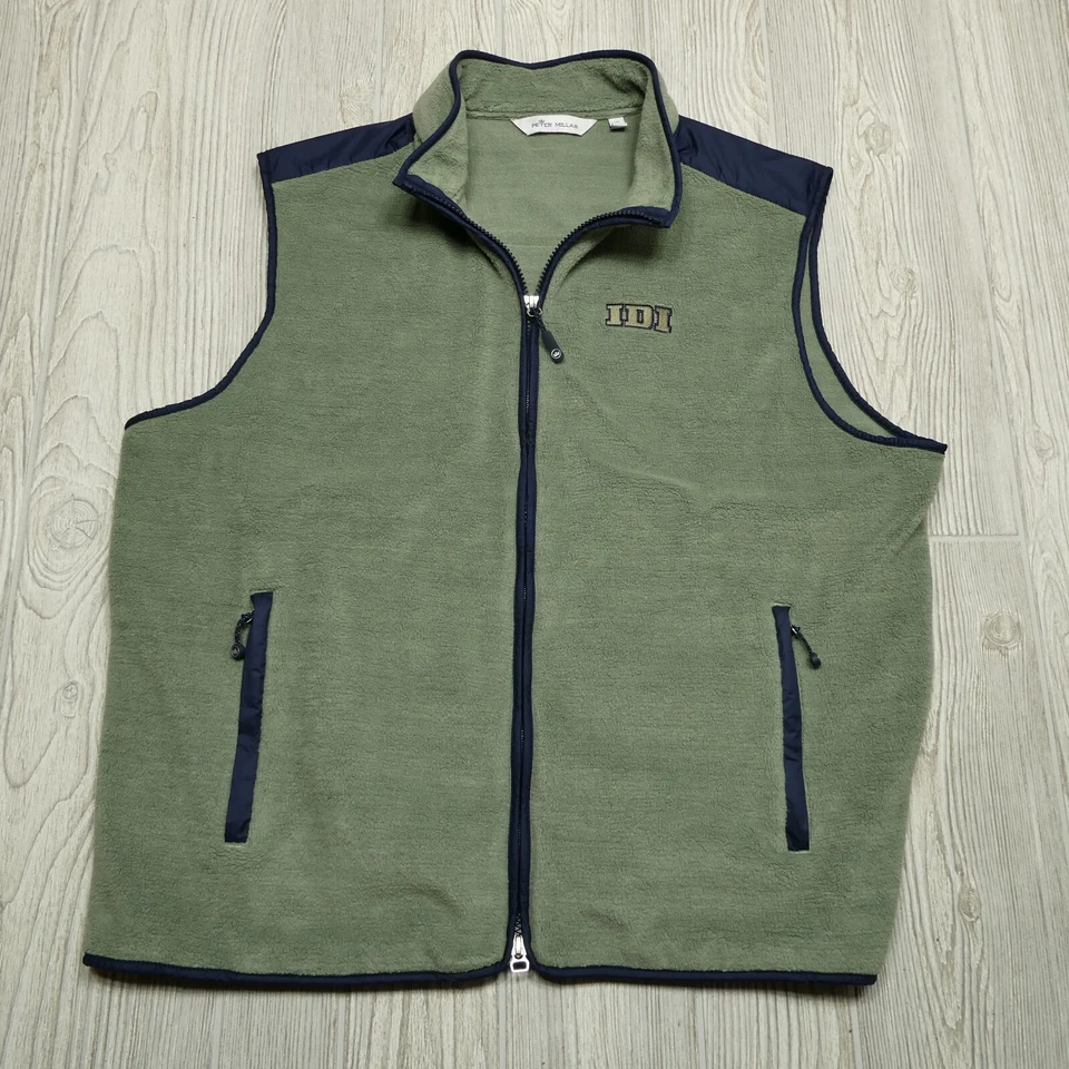Chaleco polar junto al mar Peter Millar para hombre talla XL verde salvia golf viaje ajuste regular Foto 1 de 4